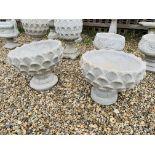 A PAIR OF STONEWORK GARDEN PLANTERS - HEIGHT 40 CM. DIAMETER 53 CM.