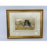 FRAMED WATERCOLOUR "HORSE DRAWN CARRIAGE" BEARING SIGNATURE THOMAS HARDY - H 15CM X W 25CM.