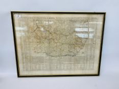 BOWLES MAP OF SUFFOLK AND PART NORFOLK - 59 X 79 CM.