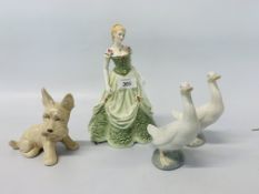 TWO NAO PORCELAIN GEESE,