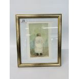 FRAMED WATERCOLOUR "BACK VIEW OF ......?" BEARING SIGNATURE MATHILDE DE ROTHSCHILD - H 21.