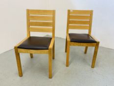 A PAIR OF LIGHT OAK MODERN SIDE CHAIRS