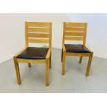 A PAIR OF LIGHT OAK MODERN SIDE CHAIRS