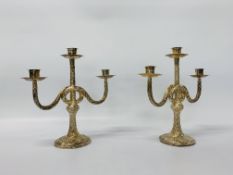 PAIR OF 2 BRANCH CANDELABRA WITH DETACHABLE SCONCES - H 26CM - MARKED 1200