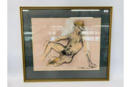 FRAMED PASTEL STUDY "NUDE MAN"