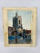 UNFRAMED WATERCOLOUR "ST. GEORGES TOMBLAND ALLY NORWICH" BEARING SIGNATURE A.W.