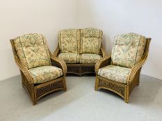 A CANE THREE PIECE CONSERVATORY SUITE