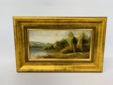 FRAMED AND MOUNTED FRANCIS E JAMIESON "ON THE LIFFEY" 1916 OIL ON BOARD 17CM X 36CM