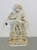 A COALBROOKDALE STYLE CAST IRON STICK / UMBRELLA STAND BOY WITH SERPANT