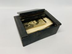 VINTAGE LEATHER EFFECT BOX TO INCLUDE VARIOUS SHIPPING RELATED EPHEMERA