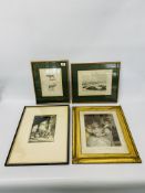 GROUP OF PICTURES TO INCLUDE 2 BLACK AND WHITE BOOK PLATES "DAS RENNTHIER" + "DER LEE-ELEPHANT"