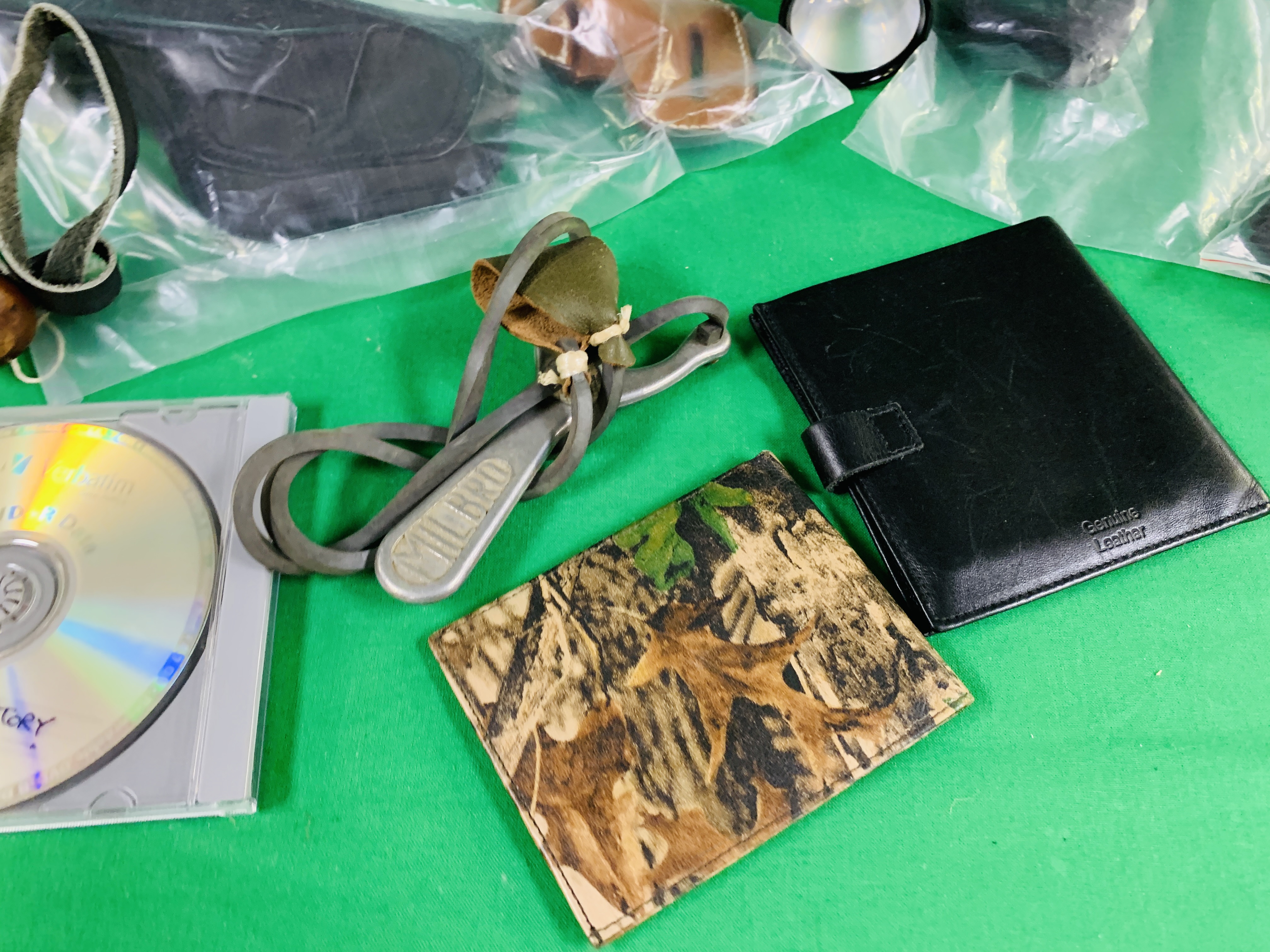 A BOX CONTAINING VARIOUS KNIFE AND PISTOL HOLDERS, PRIEST, WEBLEY, SHOT GUN CLEANING KIT (410), - Image 6 of 9