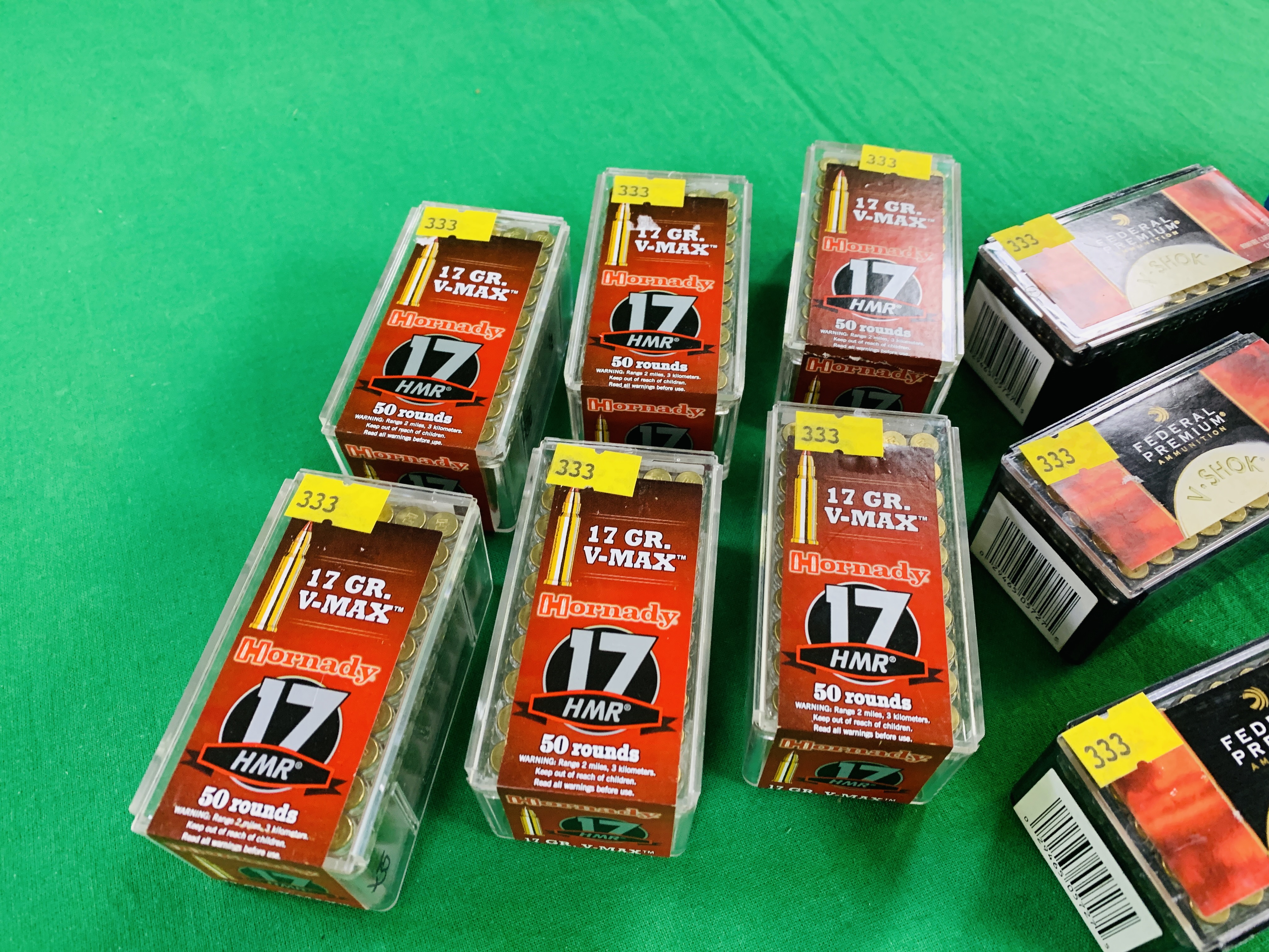 300 ROUNDS OF HORNADY .17GR V-MAX AMMUNITION PLUS 150 ROUNDS OF FEDERAL PREMIUM . - Image 2 of 4