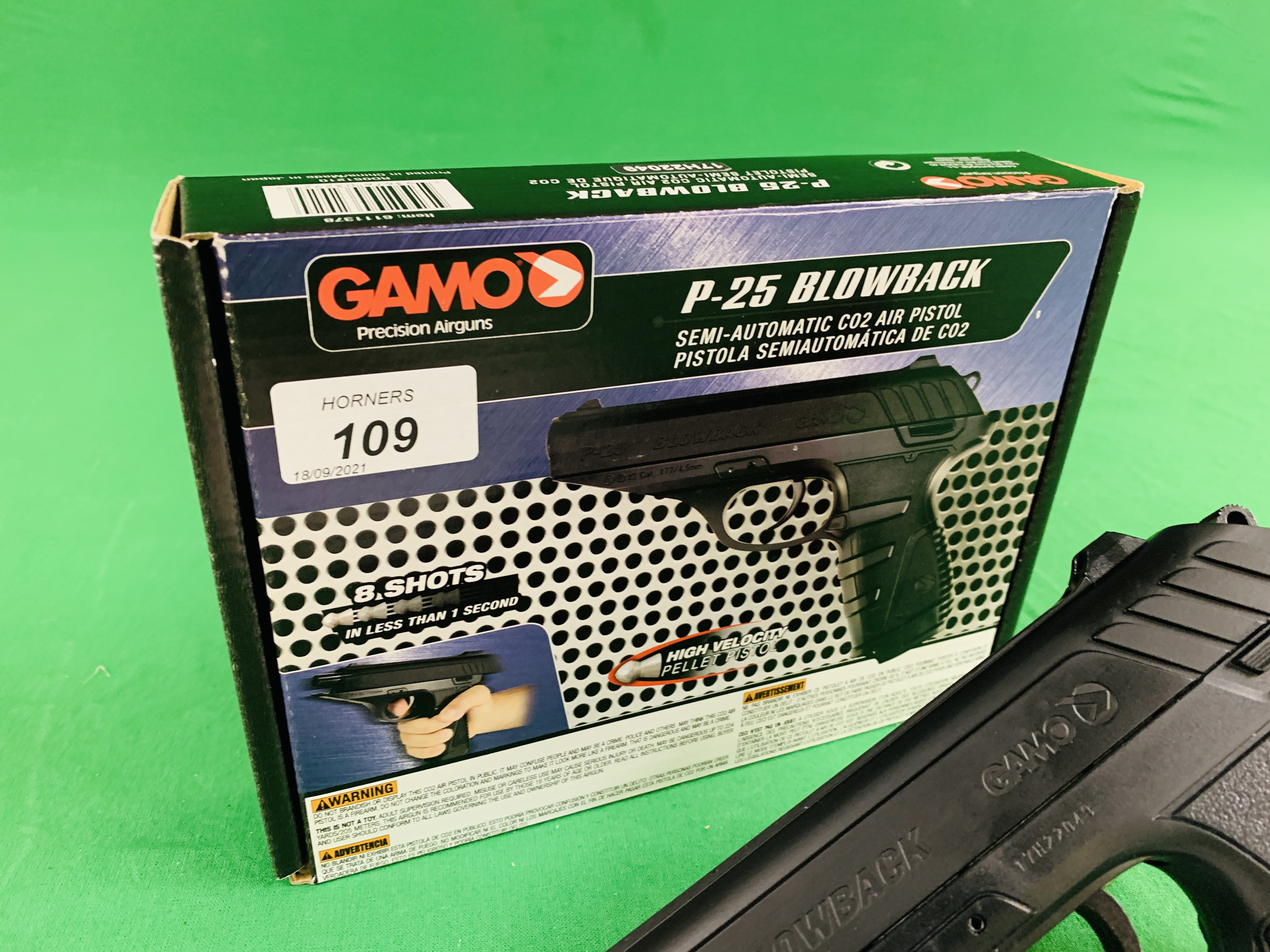 A GAMO P-25 BLOWBACK SEMI AUTOMATIC CO² AIR PISTOL BOXED AS NEW - (ALL GUNS TO BE INSPECTED AND - Image 3 of 8