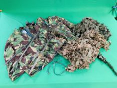 A PIGEON MAGNET, 2 HIDE NETS AND 2 CAMOUFLAGE COATS,