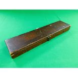 WOODEN GUN CASE WITH ORIGINAL OWNER'S NAME AND ADDRESS ON LETTER HEADING IN CASE.