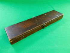 WOODEN GUN CASE WITH ORIGINAL OWNER'S NAME AND ADDRESS ON LETTER HEADING IN CASE.