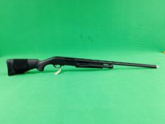 12G HATSAN PUMP ACTION SHOTGUN # 355709 WITH SET OF 5 CHOKES TOTAL, NO CRIMP RESTRICTION F.A.