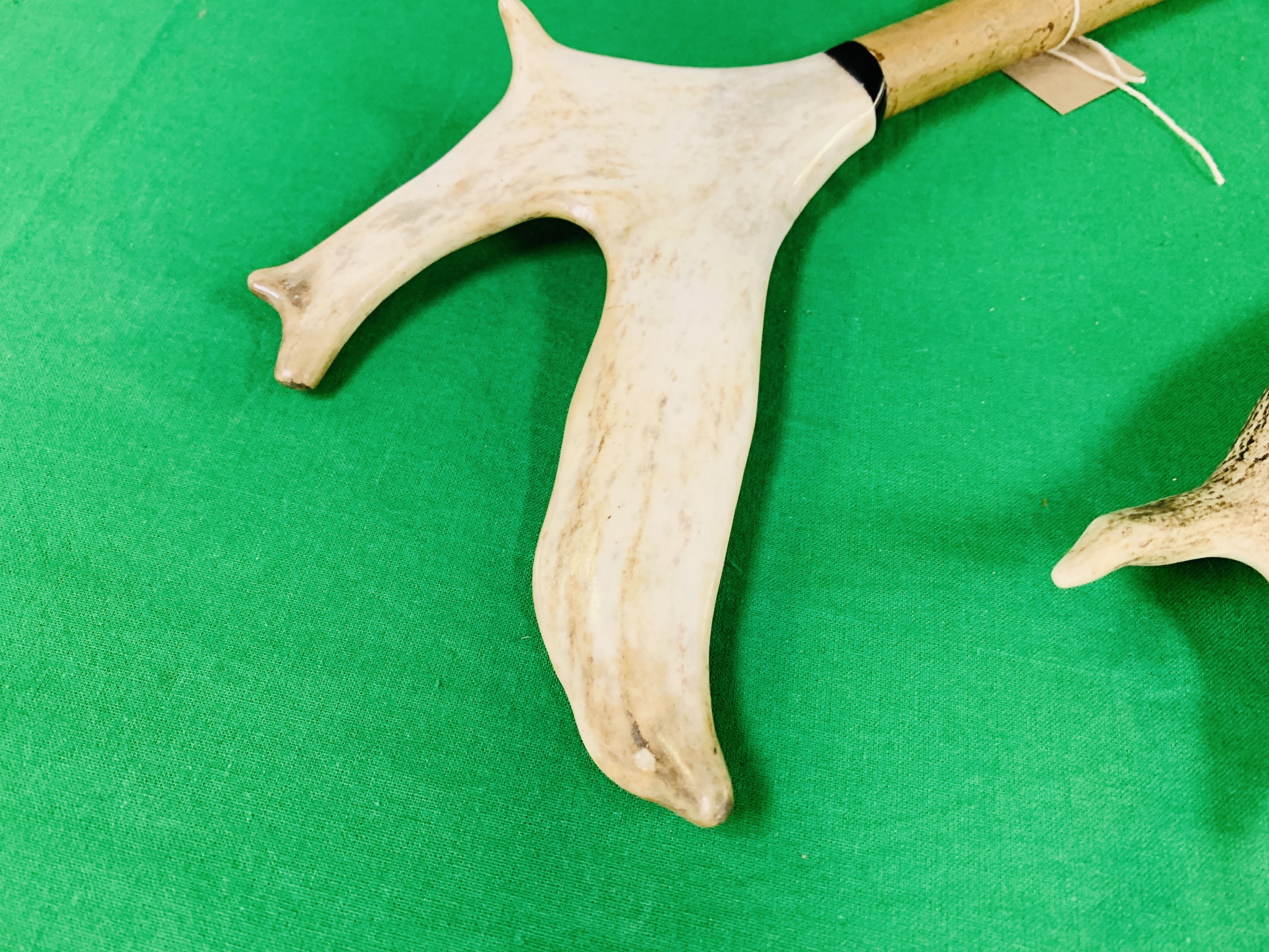 TWO SHOOTING STICKS ANTLER HANDLES - Image 3 of 6