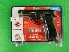 A CROSMAN PF M16 COMPACT SEMI-AUTO CO² BB AIR PISTOL BOXED AS NEW - (ALL GUNS TO BE INSPECTED AND