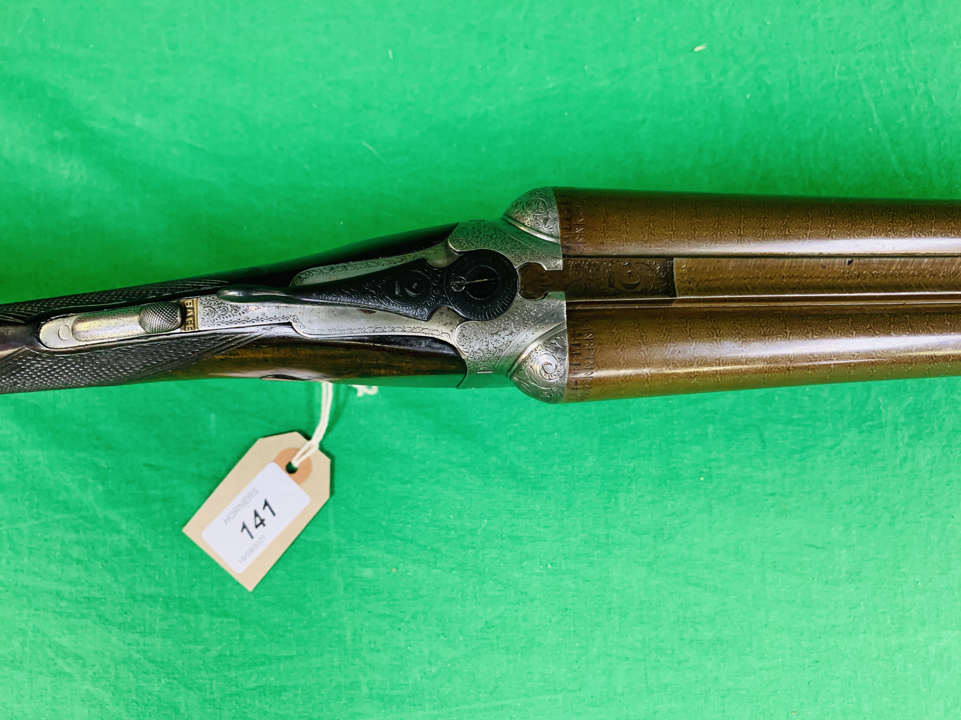 MORTIMER 12G S/B/S SHOTGUN #7219 29 INCH DAMASCUS BARRELS, EJECTOR, - Image 7 of 10