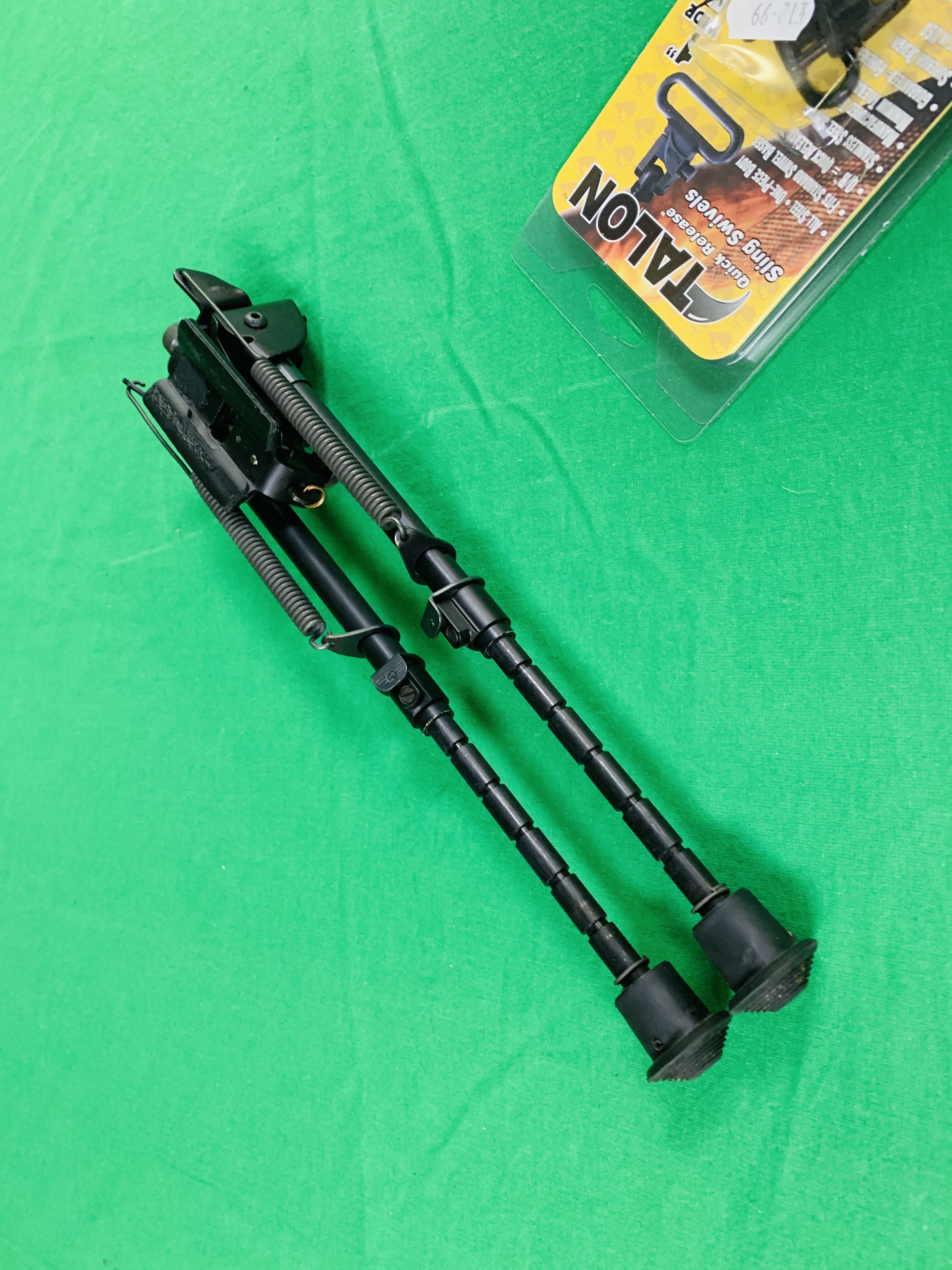 A HARRIS 30CM BIPOD STEP LOCKING ALONG WITH A CANVAS RIFLE SLIP AND SWING SWIVELS - Image 8 of 8