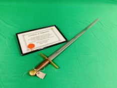 A COMMEMORATIVE WILKINSON SWORD DISPLAY PIECE FROM 1969 WITH CERTIFICATE