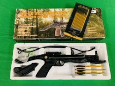 A MX-80 SELF COCKING ALUMINIUM PISTOL CROSSBOW COMPLETE WITH BOLTS BOXED AS NEW - (ALL GUNS TO BE