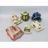 6 X VARIOUS VINTAGE STYLE CHEESE AND BUTTER DISHES