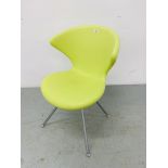 TONON ITALIAN DESIGNED CHAIR WITH LIME SEAT DESIGNED BY MARTIN BALLENDAT