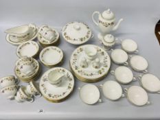 A COMPLETE EIGHT PLACE SETTING OF WEDGEWOOD "MIRABELLE" BONE CHINA TABLE WARE - TOTAL 67 PIECES