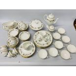 A COMPLETE EIGHT PLACE SETTING OF WEDGEWOOD "MIRABELLE" BONE CHINA TABLE WARE - TOTAL 67 PIECES