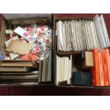 EXTENSIVE MIXED STAMPS IN TWO BOXES, STOCKBOOKS, CATALOGUES AND ACCESSORIES ETC.