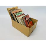 A BOX CONTAINING A VARIED COLLECTION OF MAINLY 1960'S AND 70'S EROTICA ADULT MAGAZINES TO INCLUDE,