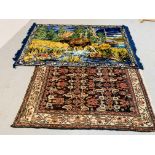 EASTERN HAMADAN PATTERNED RUG WITH BROWN/CREAM AND BLUE DESIGN W 110CM,