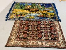 EASTERN HAMADAN PATTERNED RUG WITH BROWN/CREAM AND BLUE DESIGN W 110CM,