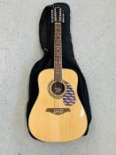 A VINTAGE 12 STRING ACOUSTIC GUITAR IN KINSMAN PROTECTIVE CASE (MODEL V400-12)