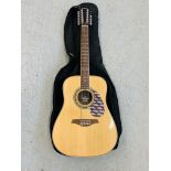 A VINTAGE 12 STRING ACOUSTIC GUITAR IN KINSMAN PROTECTIVE CASE (MODEL V400-12)