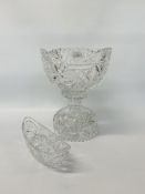 A LARGE HOBSTAR AMERICAN BRILLIANT GLASS PUNCH BOWL AND CUT GLASS NUT BOWL