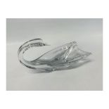 DAUM FRANCE CLEAR GLASS SWAN - L 39CM X H 22.5CM.