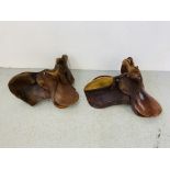 2 X VINTAGE BROWN LEATHER SADDLES