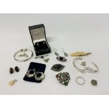 MIXED SILVER AND COSTUME JEWELLERY