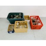 2 X BOXES OF VINTAGE GLASS STORAGE JARS AND CHEMIST BOTTLES,