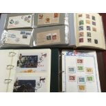 BOX WITH STAMP COLLECTIONS IN FOURTEEN VOLUMES, ROYALTY, 1963 RED CROSS IN SPECIAL ALBUM ETC.