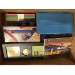 BOX OF SOUVENIR COINS AND MEDALLIONS IN FOLDERS