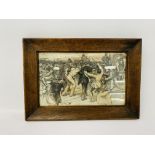 FRAMED PENCIL AND WATERCOLOUR DEPICTING POLICE RIOT SCENE BEARING SIGNATURE W. SMALL 93.