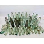 BOX OF MIXED VINTAGE GLASS BOTTLES MANY NAMED