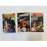 3 MARVEL COMICS - DAREDEVIL VOL. 1, NOS 223, 255, 283 (1985-1990). INDIVIDUALLY BAGGED.