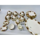 35 PIECES ROYAL ALBERT "OLD COUNTRY ROSES" TABLEWARE (ONE CUP CHIPPED),