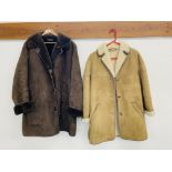 FENLAND ENGLISH SHEEPSKIN COAT UK 16 ALONG WITH A WILKINSONS NURSEYS SHEEPSKIN COAT UK 18